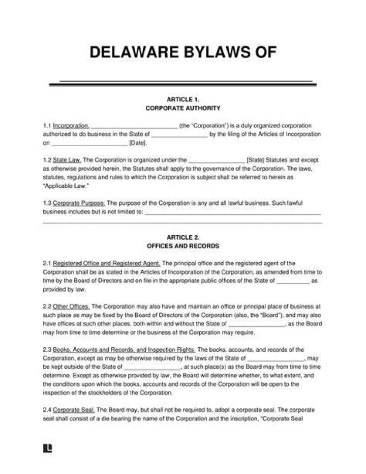 Are Delaware corporations required to have bylaws?