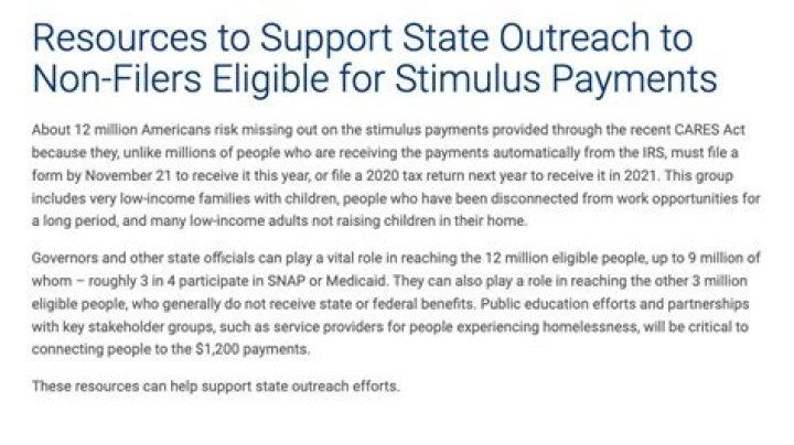 Are non filers eligible for the stimulus package?