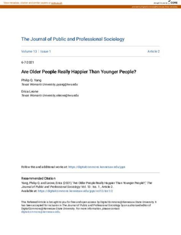 Are older or younger people happier?