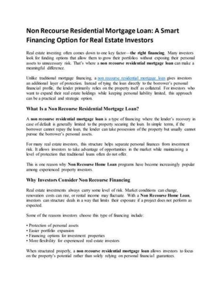 Are residential mortgages non-recourse?
