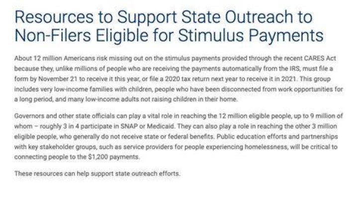 Are there federal stimulus payments for non-filers?