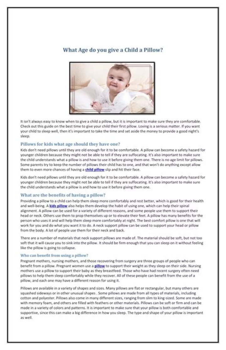 At what age do you give a child a pillow?