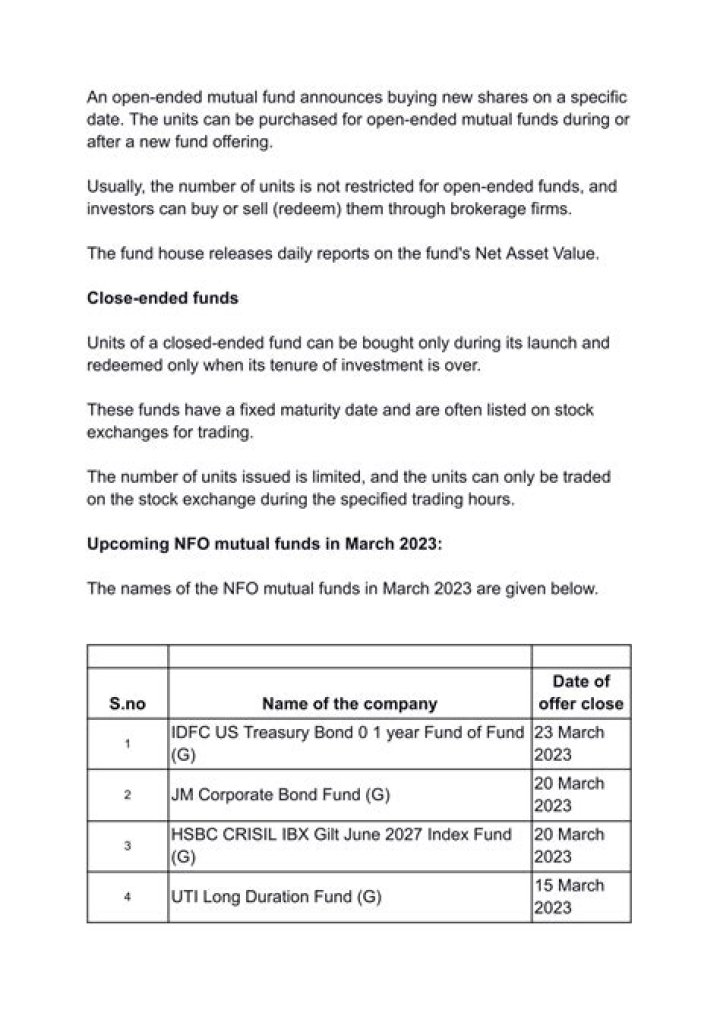 At what price can investors buy or sell units of an open ended after the NFO?