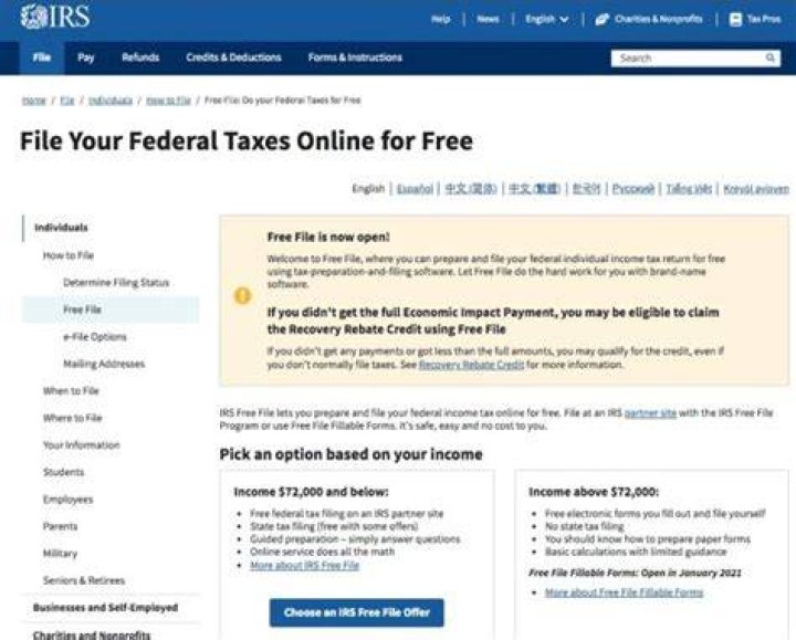 Can a nonfiler file a federal tax return for free?