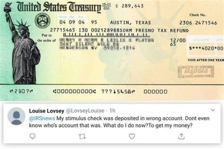 Can a stimulus check be deposited into the wrong account?