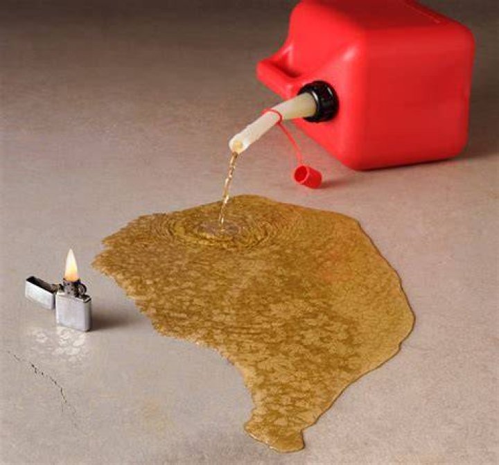 Can dried gasoline catch fire?