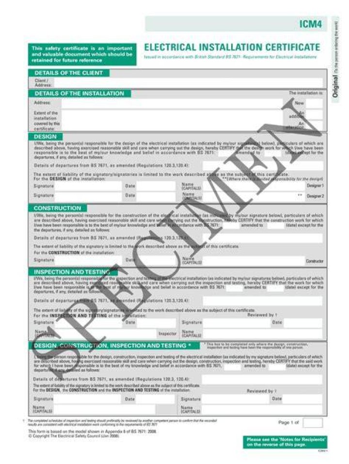Can I get a copy of an electrical installation certificate?