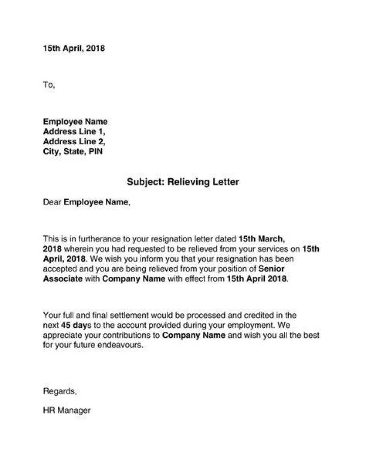 Can I get relieving letter after termination?