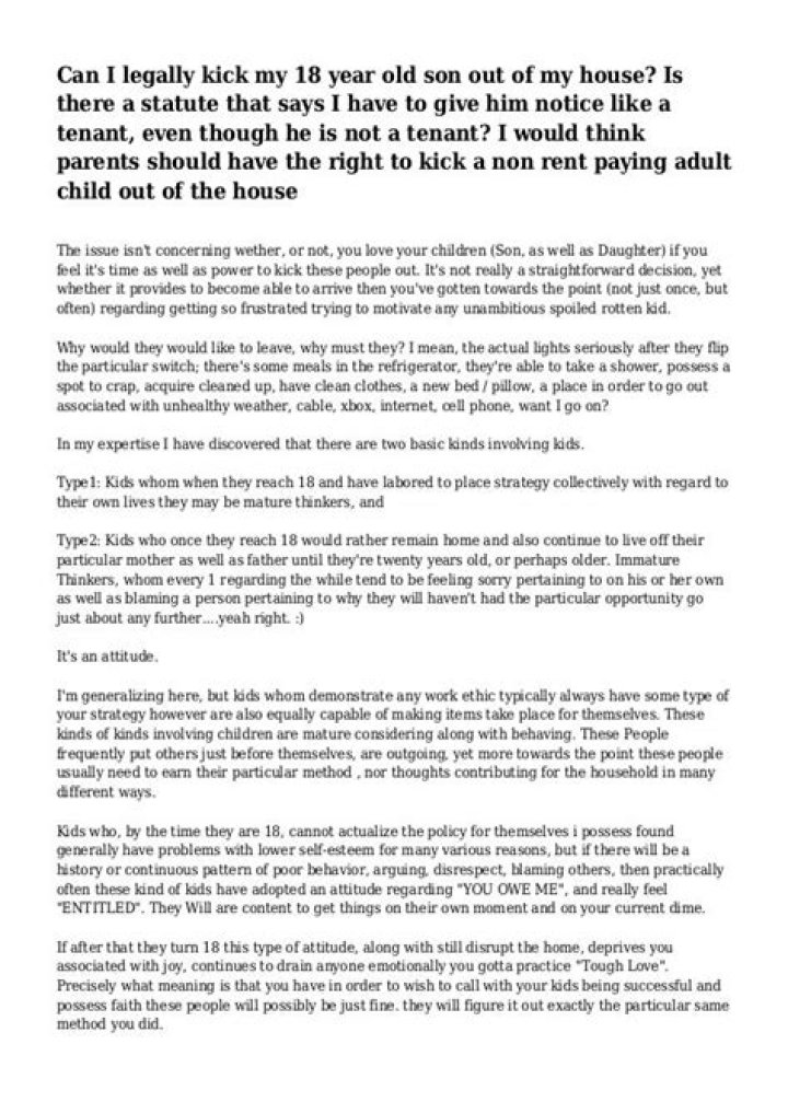 Can I legally kick my son out of the house UK?
