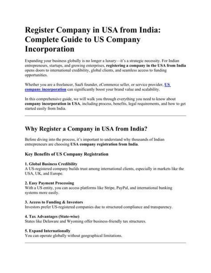 Can I Register Company in USA from India?