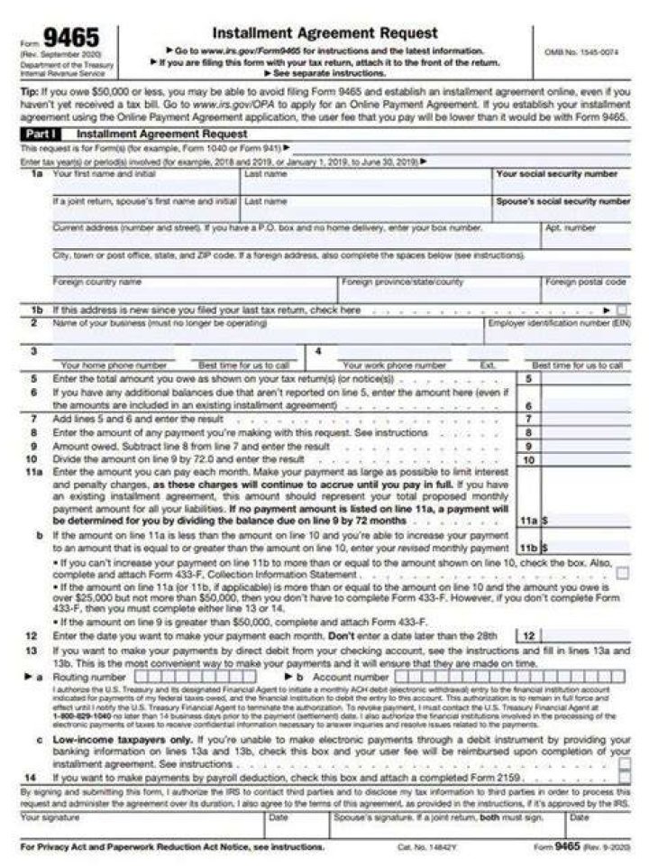 Can I submit form 9465 online?