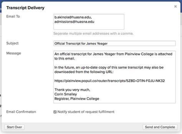 Can transcripts be emailed?