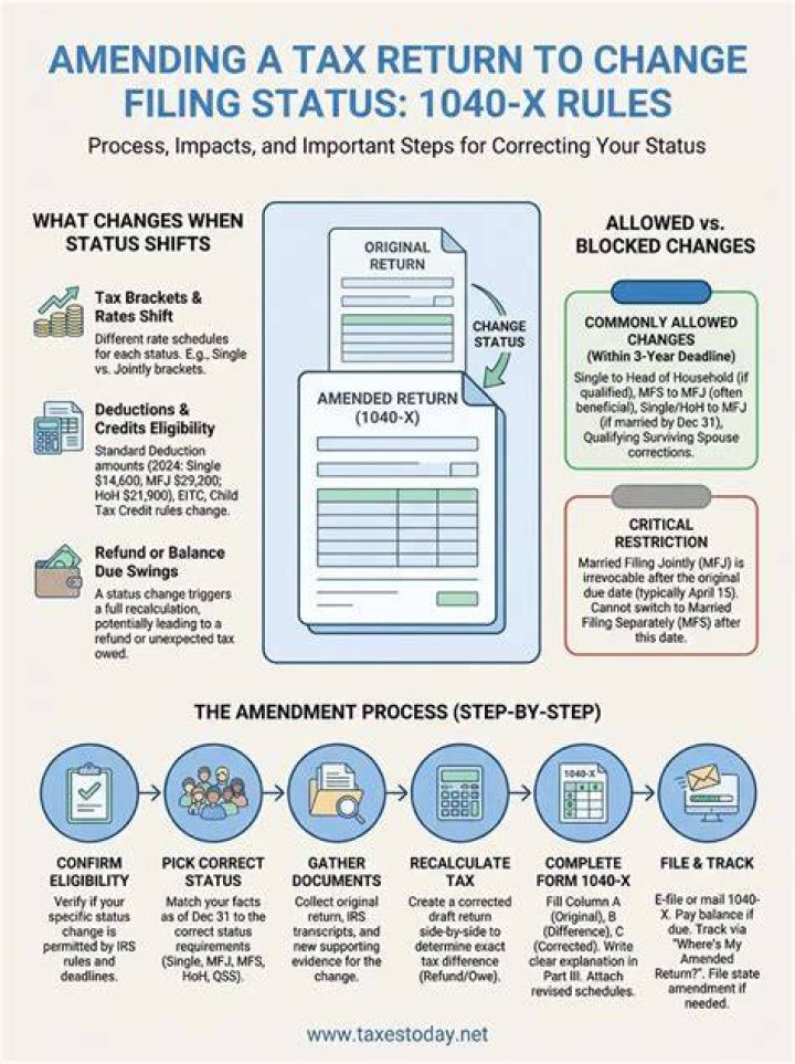 Can you change your filing status on 1040-x?