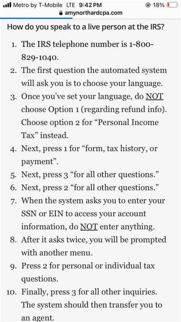 Can you talk to a live person at the IRS?