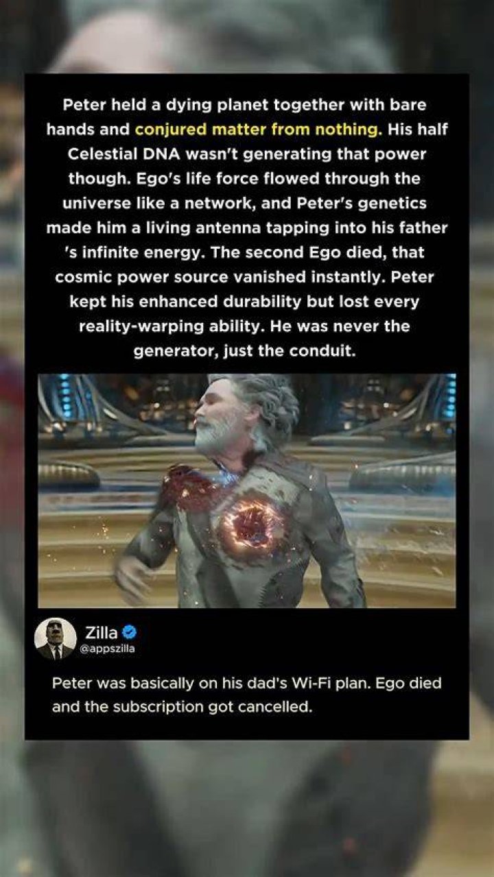 Did Peter lose his powers when Ego dies?