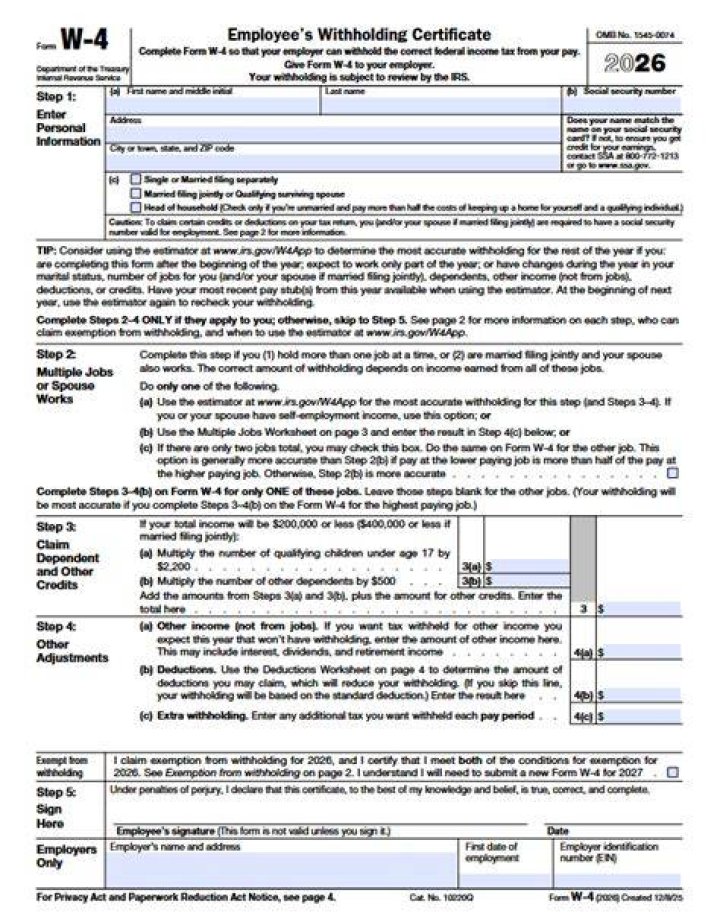 Do nonresident aliens fill out a W4?