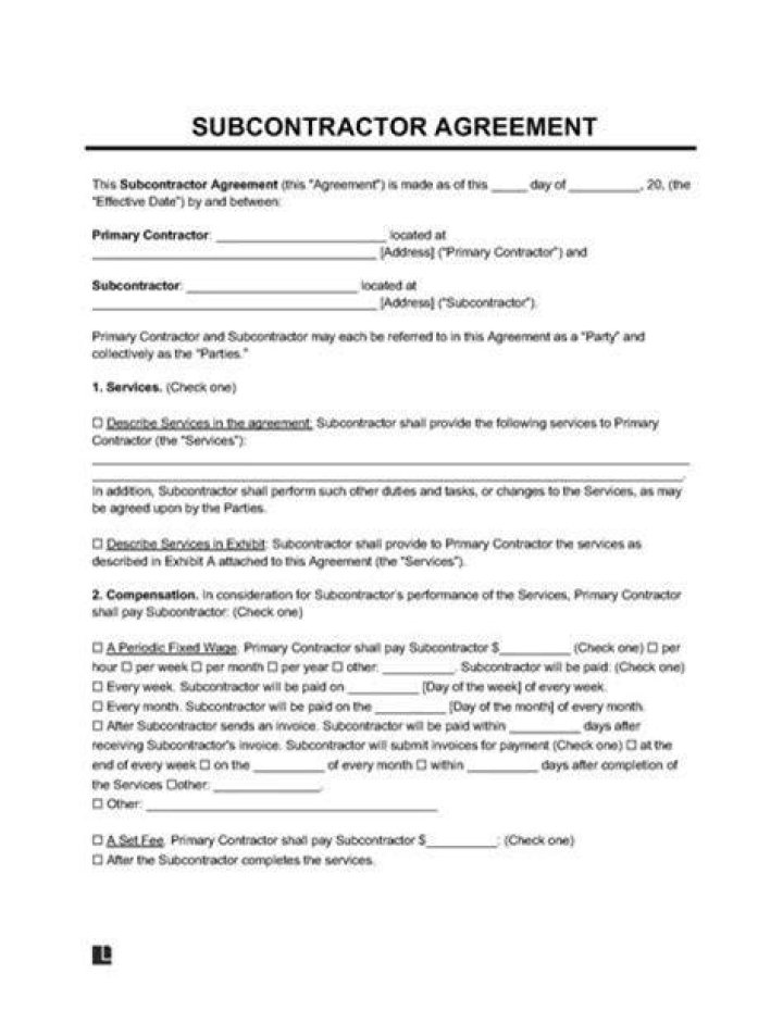 Do subcontractors have to sign a contract?