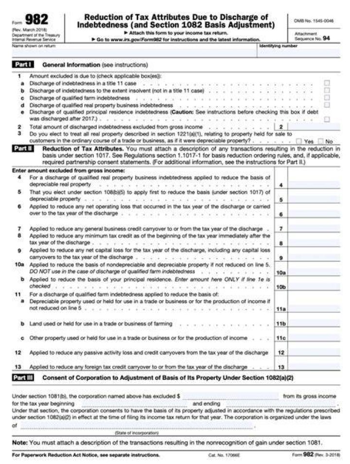 Do you have to file Form 982 when debt is discharged?