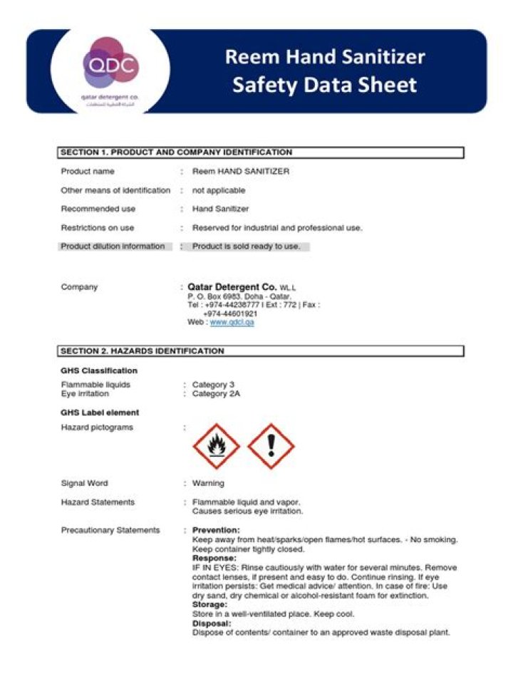 Do you need MSDS for hand sanitizer?