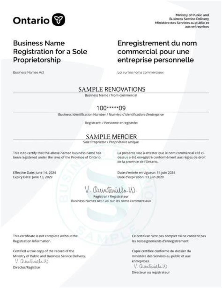 Does a sole proprietor have a company registration number?
