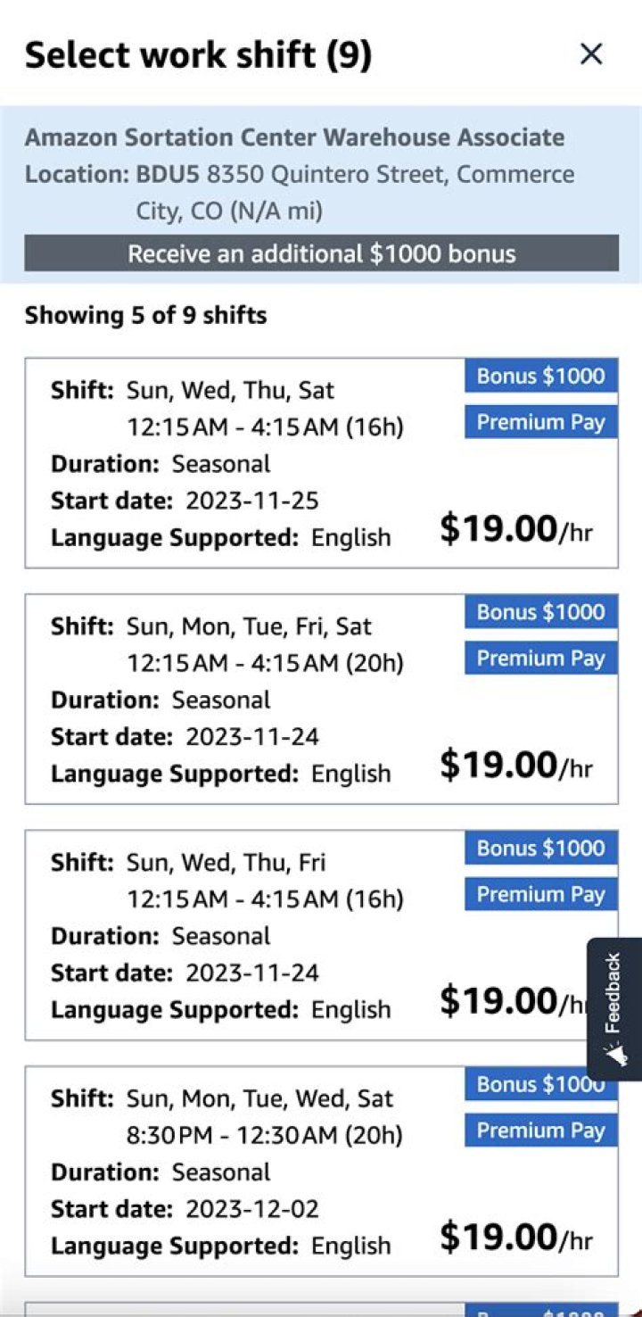 Does Amazon pay extra for night shifts?