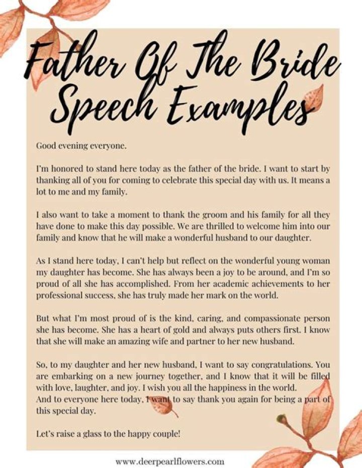 Does father of bride give speech?