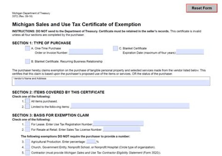 Does Michigan have a resale certificate?
