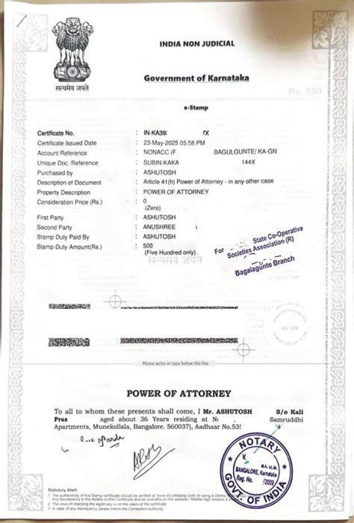 Does power of attorney need to be notarized in India?