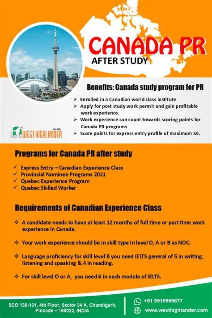 How can I get PR for Canada after study?