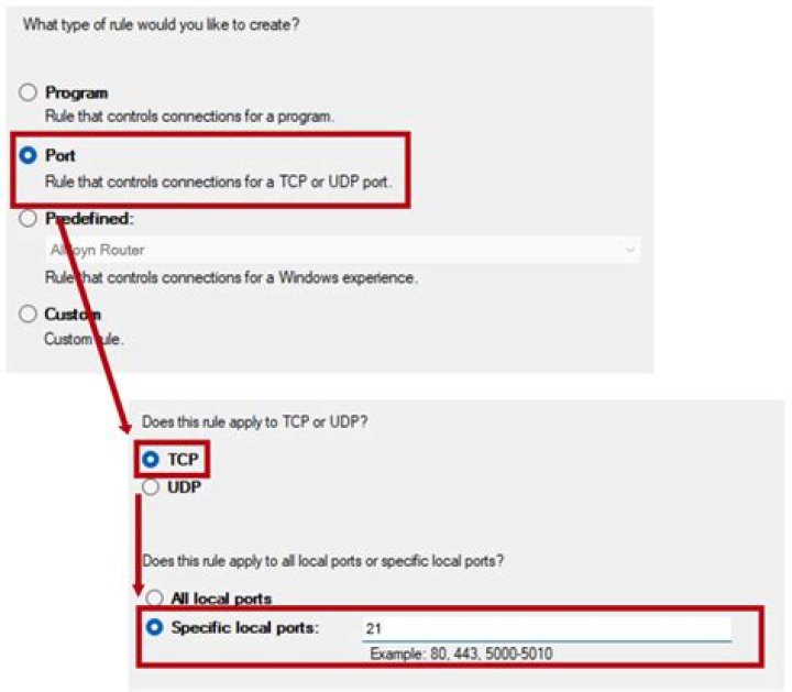 How do I allow port 21?