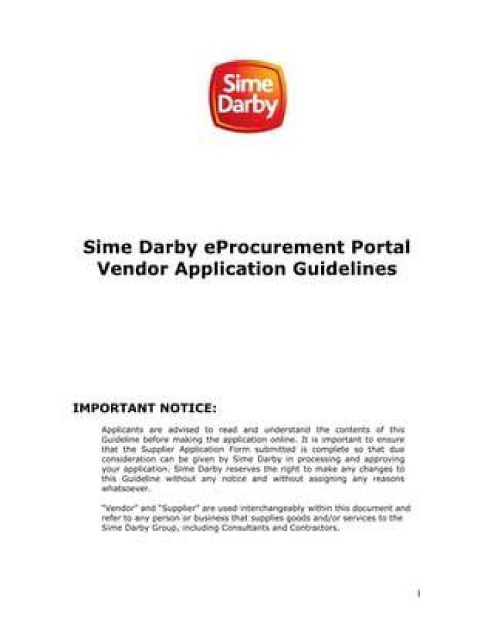 How do I become a Sime Darby vendor?