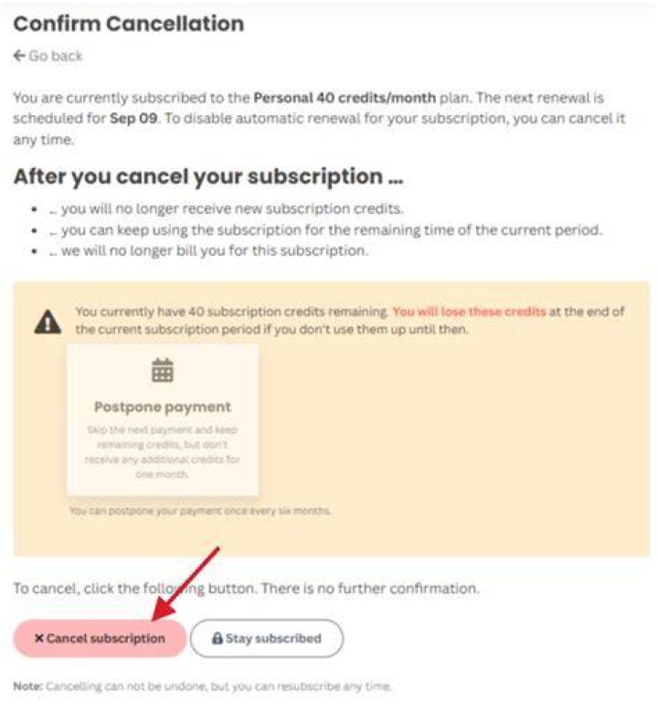 How do I cancel do not pay subscription?
