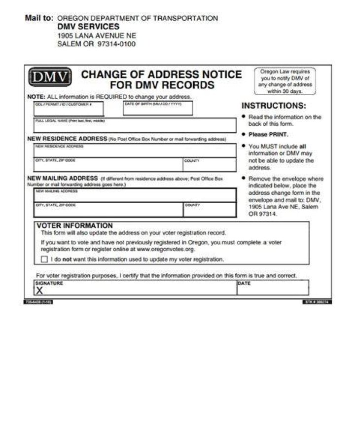 How do I change my address with the DMV in Oregon?