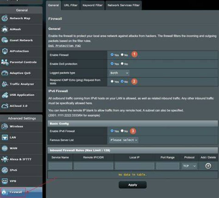 How do I change the firewall settings on my router?