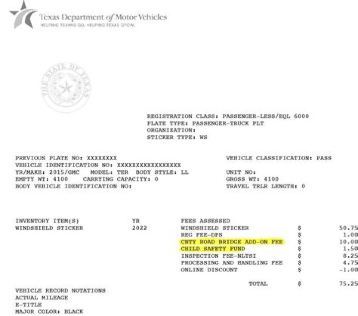 How do I check the status of my vehicle registration in Texas?