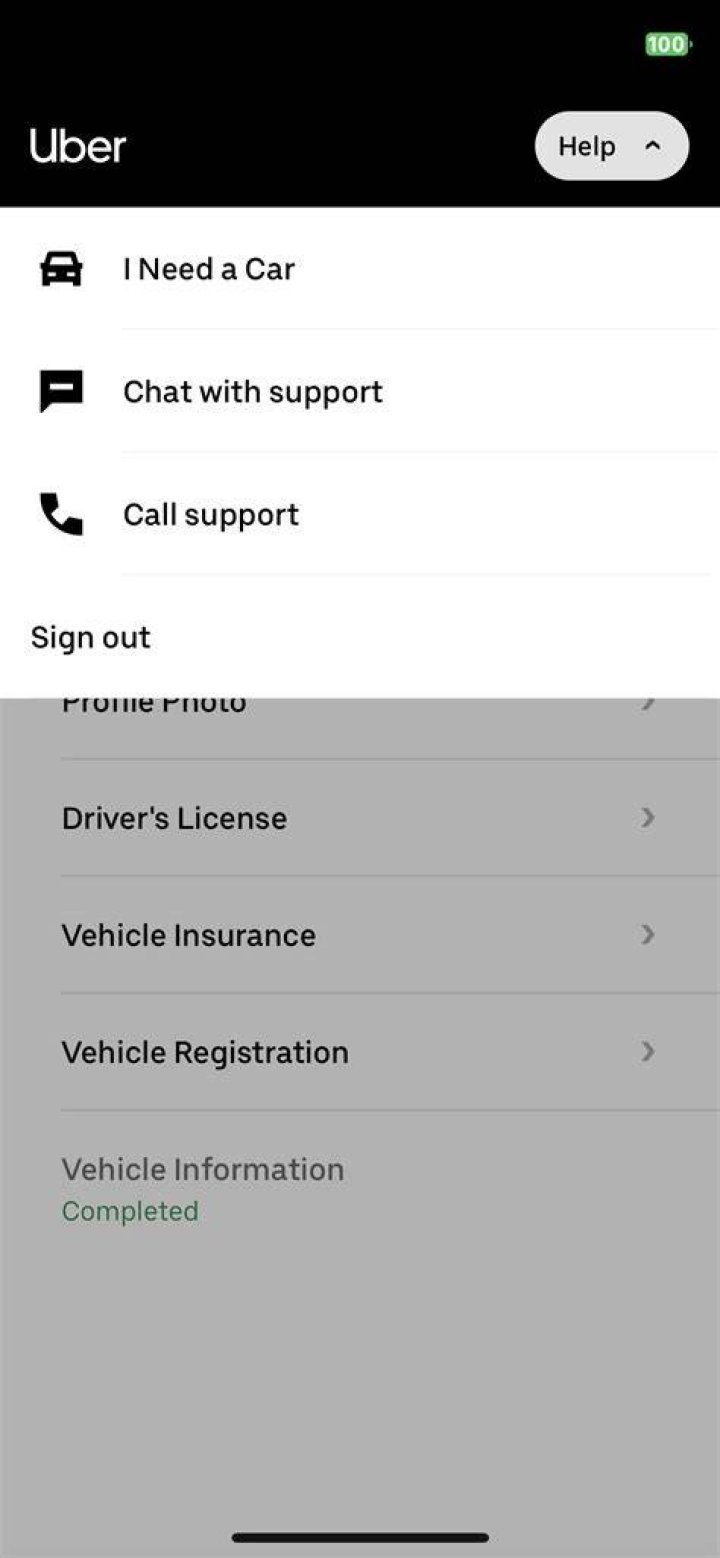 How do I contact support as an Uber driver?
