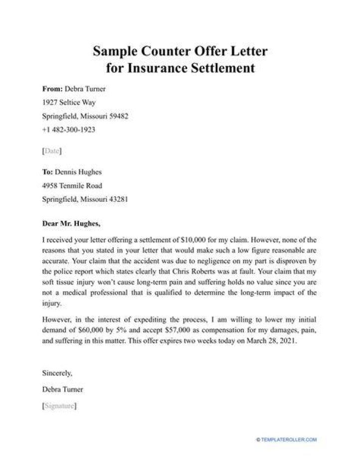 How do I counter offer an insurance settlement?
