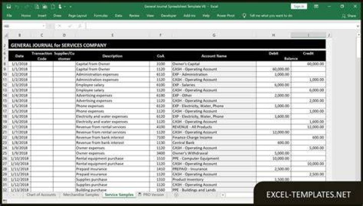 How do I create a general journal in Excel?