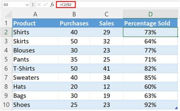 How do I do a percentage formula in Excel?