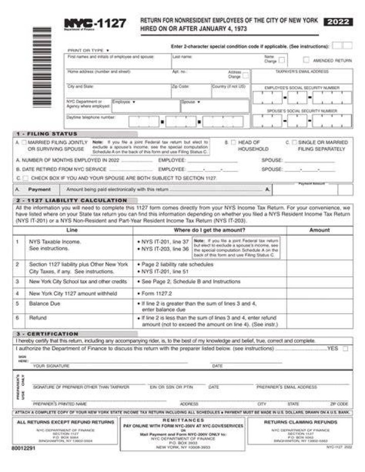 How do I file an 1127 in New York?