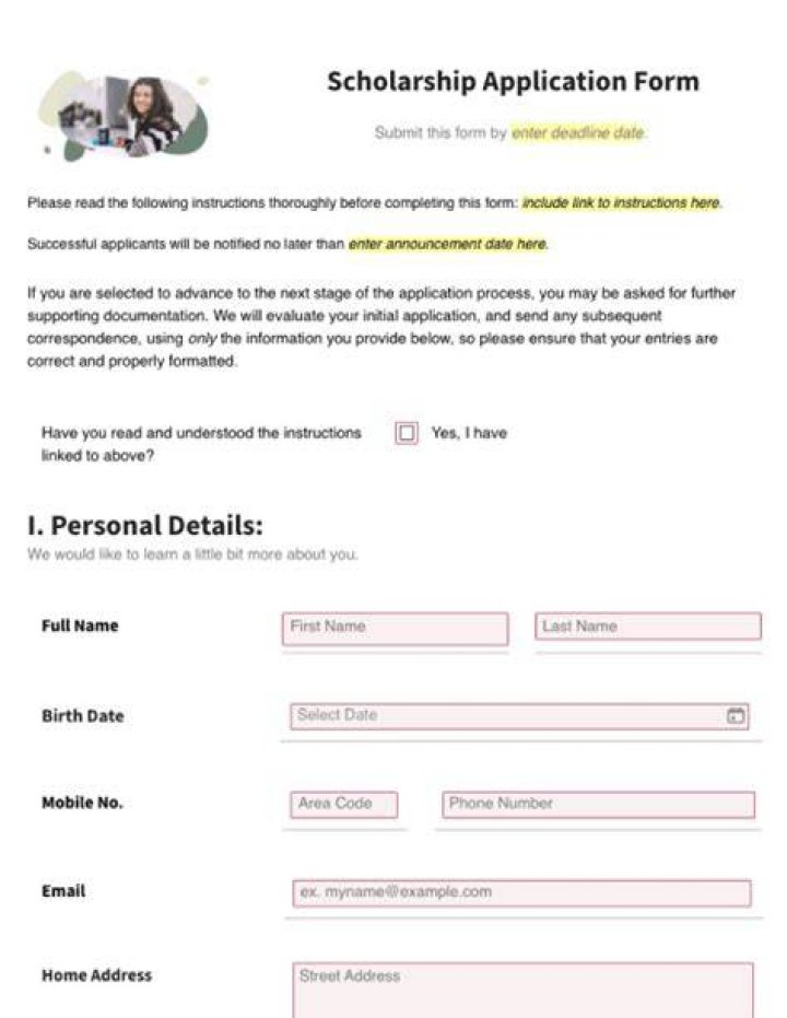 How do I fill out a scholarship application?