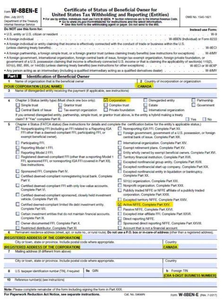 How do I fill out a w8ben E?