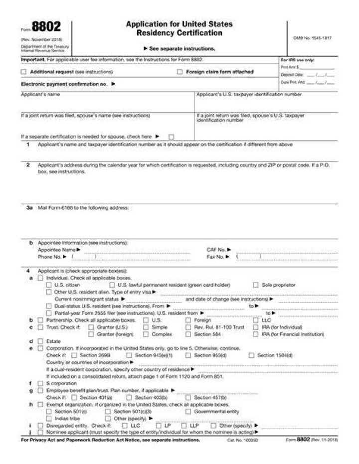 How do I fill out form 8802?