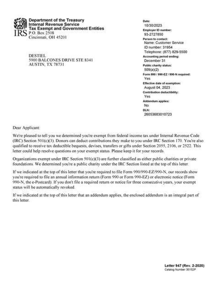 How do I get a 501c3 determination letter?