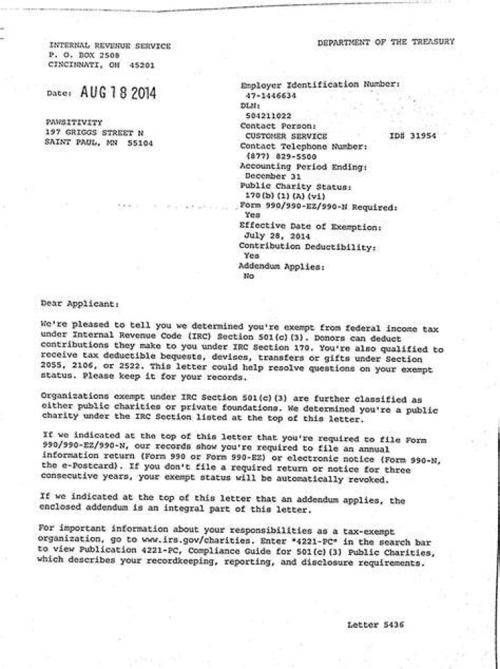 How do I get a copy of 501c3 letter?