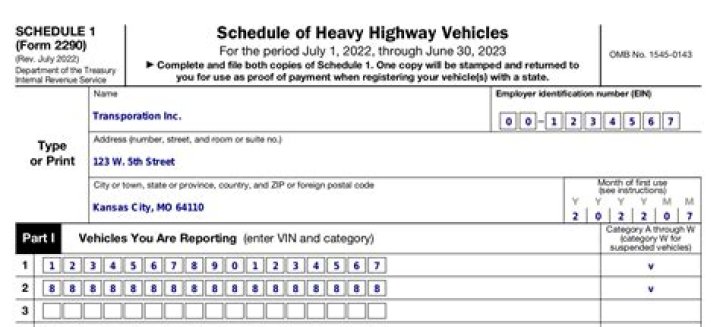 How do I get a copy of my Schedule 1 form 2290?
