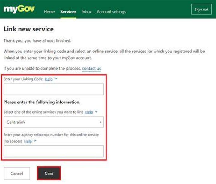 How do I get a linking code to link myGov to ATO?