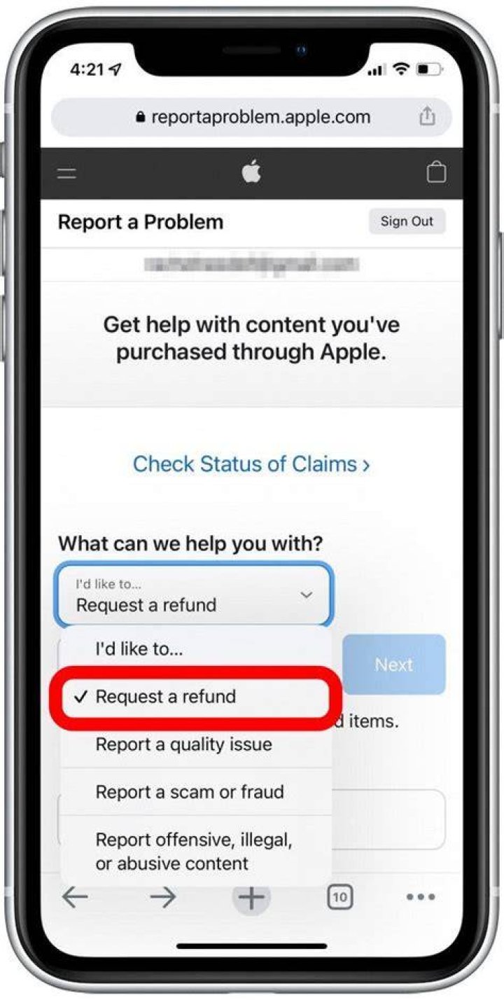 How do I get a refund from the app Store?