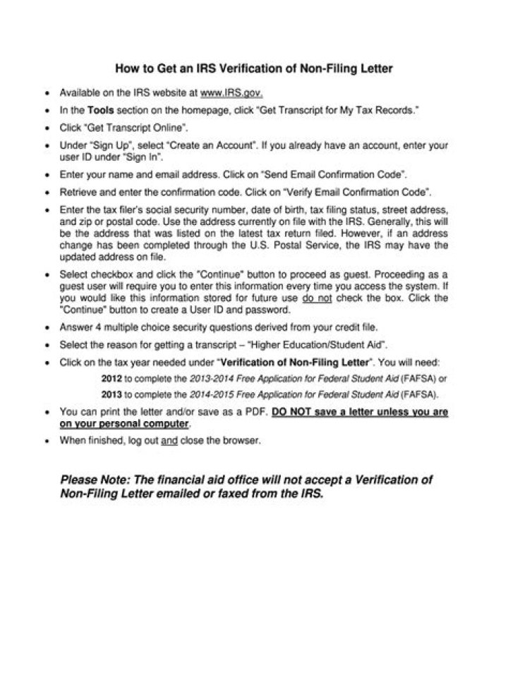How do I get a verification of non-filing of the IRS?