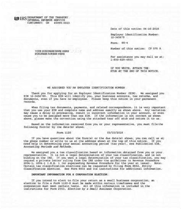 How do I get an IRS ss4 letter?